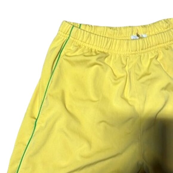 Adidas yellow running shorts green stripe - Picture 3 of 4